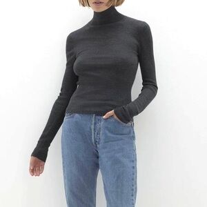 NakedCashmere Rumer Fitted Cashmere Turtleneck Charcoal Gray Sweater, XS